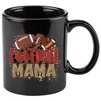 Cute Leopard Print Football Mama 11oz C Handle Ceramic Mug