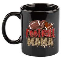 Cute Leopard Print Football Mama 11oz C Handle Ceramic Mug