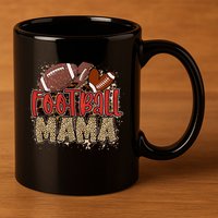 Cute Leopard Print Football Mama 11oz C Handle Ceramic Mug