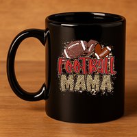 Cute Leopard Print Football Mama 11oz C Handle Ceramic Mug
