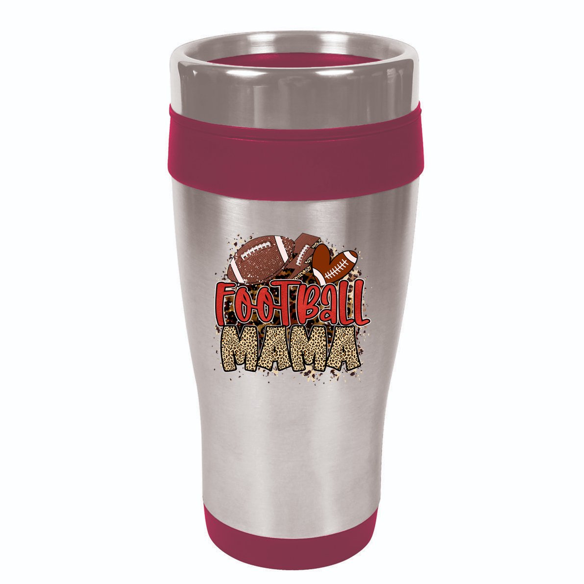 Cute Leopard Print Football Mama 16oz Travel Tumbler
