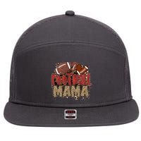 Cute Leopard Print Football Mama 7 Panel Mesh Trucker Snapback Hat