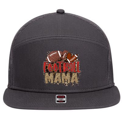 Cute Leopard Print Football Mama 7 Panel Mesh Trucker Snapback Hat