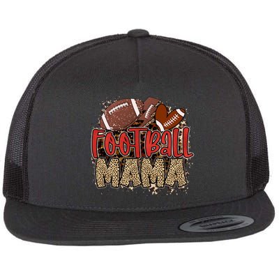 Cute Leopard Print Football Mama Flat Bill Trucker Hat