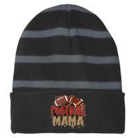 Cute Leopard Print Football Mama Striped Beanie with Solid Band