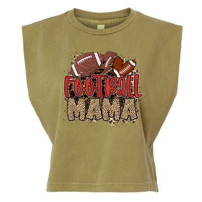 Cute Leopard Print Football Mama Garment-Dyed Women's Muscle Tee