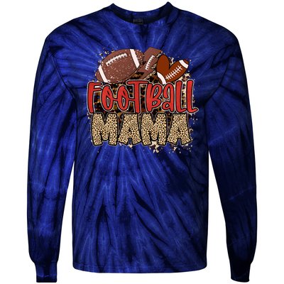 Cute Leopard Print Football Mama Tie-Dye Long Sleeve Shirt