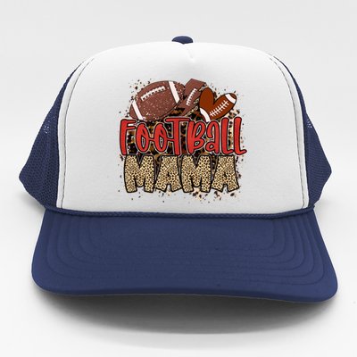 Cute Leopard Print Football Mama Trucker Hat