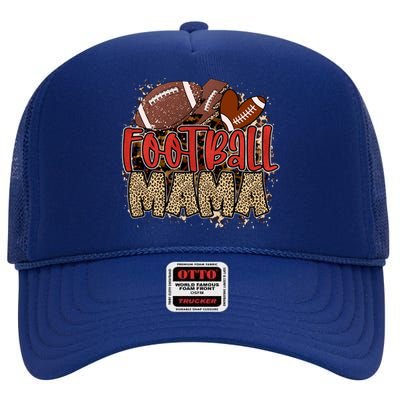 Cute Leopard Print Football Mama High Crown Mesh Back Trucker Hat