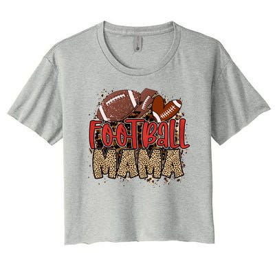 Cute Leopard Print Football Mama Women's Crop Top Tee