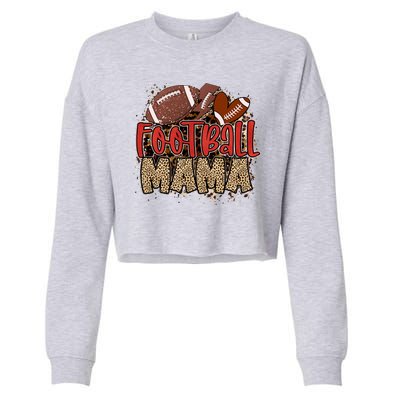 Cute Leopard Print Football Mama Cropped Pullover Crew