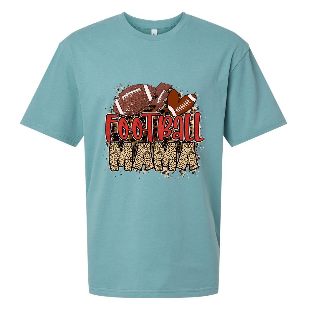 Cute Leopard Print Football Mama Sueded Cloud Jersey T-Shirt