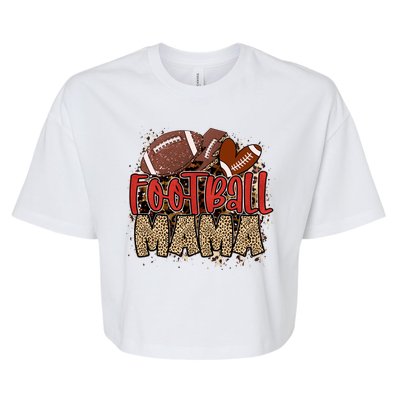 Cute Leopard Print Football Mama Bella+Canvas Jersey Crop Tee