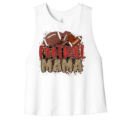 Cute Leopard Print Football Mama Women's Racerback Cropped Tank