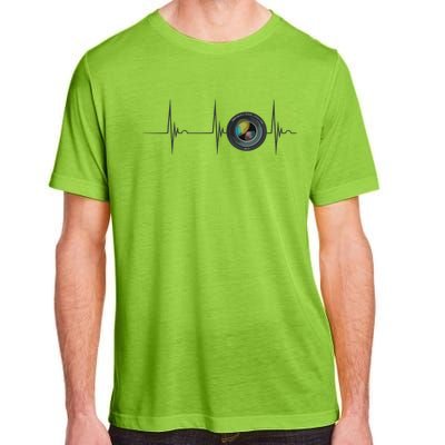 Camera Lens Photography Photographer Heartbeat EKG Pulse Adult ChromaSoft Performance T-Shirt