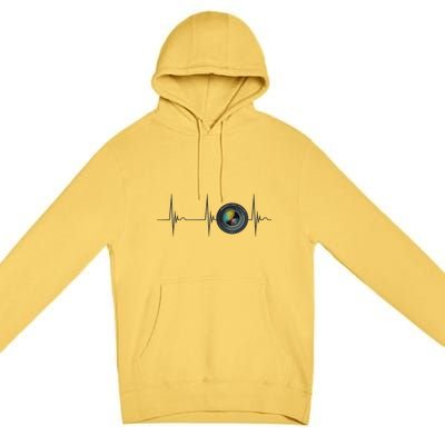 Camera Lens Photography Photographer Heartbeat EKG Pulse Premium Pullover Hoodie