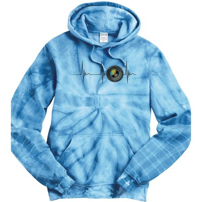 Camera Lens Photography Photographer Heartbeat EKG Pulse Tie Dye Hoodie