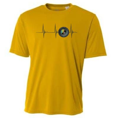 Camera Lens Photography Photographer Heartbeat EKG Pulse Cooling Performance Crew T-Shirt