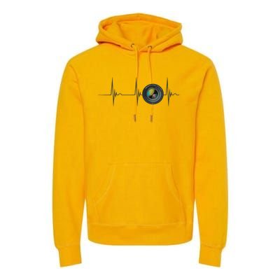 Camera Lens Photography Photographer Heartbeat EKG Pulse Premium Hoodie