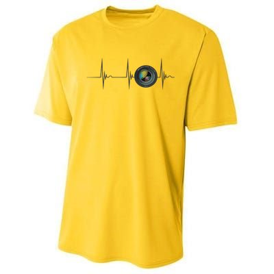 Camera Lens Photography Photographer Heartbeat EKG Pulse Performance Sprint T-Shirt