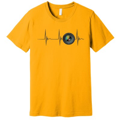 Camera Lens Photography Photographer Heartbeat EKG Pulse Premium T-Shirt