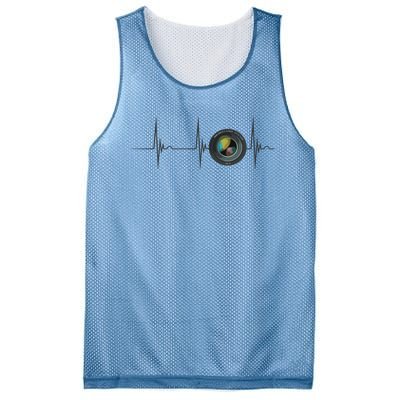 Camera Lens Photography Photographer Heartbeat EKG Pulse Mesh Reversible Basketball Jersey Tank