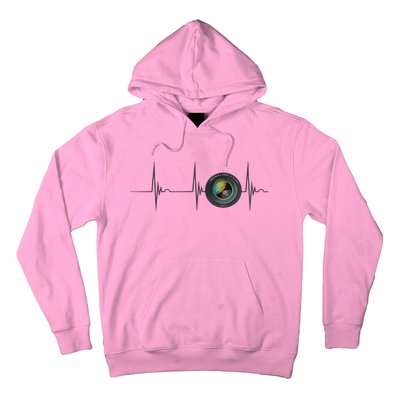 Camera Lens Photography Photographer Heartbeat EKG Pulse Hoodie