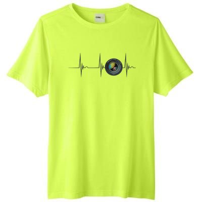 Camera Lens Photography Photographer Heartbeat EKG Pulse Tall Fusion ChromaSoft Performance T-Shirt