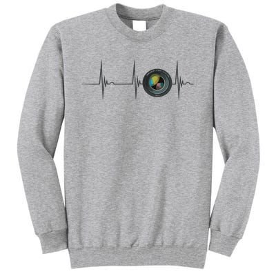 Camera Lens Photography Photographer Heartbeat EKG Pulse Tall Sweatshirt