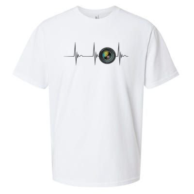 Camera Lens Photography Photographer Heartbeat EKG Pulse Sueded Cloud Jersey T-Shirt