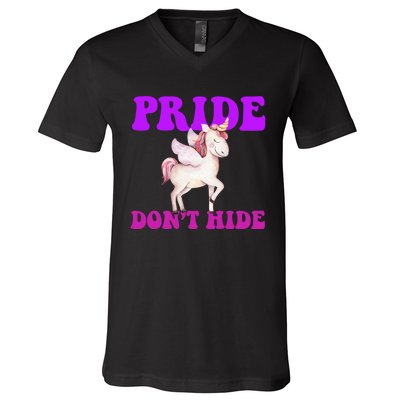 Celebrate Lgbtq Pride Events Month Pride DonT Hide Unicorn V-Neck T-Shirt