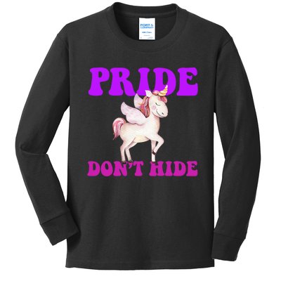 Celebrate Lgbtq Pride Events Month Pride DonT Hide Unicorn Kids Long Sleeve Shirt