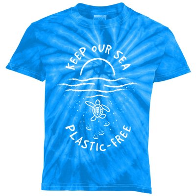 Consume Less Plastic Great Gift World Sea Ocean Turtles Gift Kids Tie-Dye T-Shirt