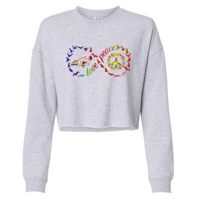 Cute Love Peace And Sloths Cute Sloth Lover Love Sloths Hippie Gift Cropped Pullover Crew