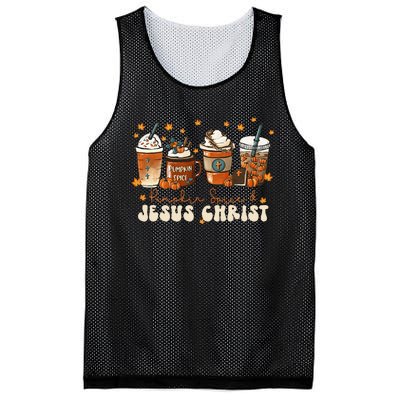 Coffee Latte Pumpkin Spice Jesus Christ Thanksgiving Fall Mesh Reversible Basketball Jersey Tank