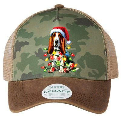 Christmas Lights Pet Animal Basset Hound Dog Lover Santa Hat Gift Legacy Tie Dye Trucker Hat