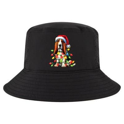 Christmas Lights Pet Animal Basset Hound Dog Lover Santa Hat Gift Cool Comfort Performance Bucket Hat