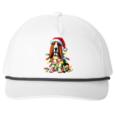 Christmas Lights Pet Animal Basset Hound Dog Lover Santa Hat Gift Snapback Five-Panel Rope Hat