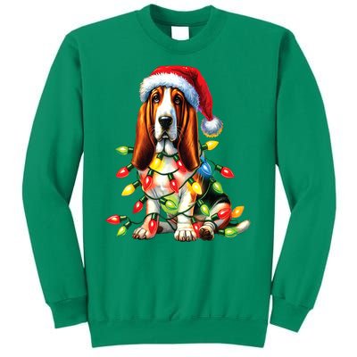 Christmas Lights Pet Animal Basset Hound Dog Lover Santa Hat Gift Sweatshirt