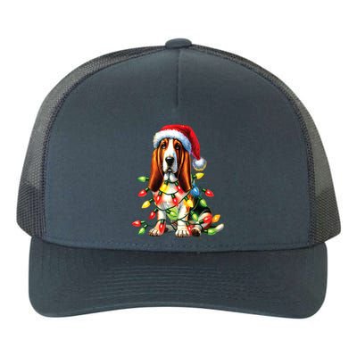 Christmas Lights Pet Animal Basset Hound Dog Lover Santa Hat Gift Yupoong Adult 5-Panel Trucker Hat