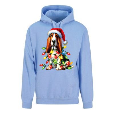 Christmas Lights Pet Animal Basset Hound Dog Lover Santa Hat Gift Unisex Surf Hoodie