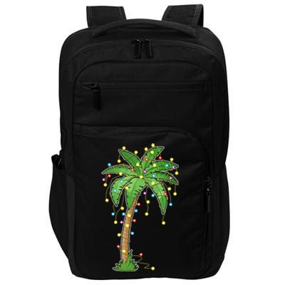 Christmas Lights Palm Tree Beach Funny Tropical Xmas Gift Cute Gift Impact Tech Backpack