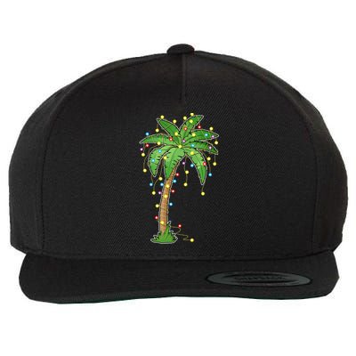 Christmas Lights Palm Tree Beach Funny Tropical Xmas Gift Cute Gift Wool Snapback Cap