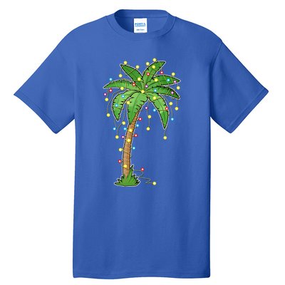 Christmas Lights Palm Tree Beach Funny Tropical Xmas Gift Cute Gift Tall T-Shirt