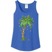 Christmas Lights Palm Tree Beach Funny Tropical Xmas Gift Cute Gift Ladies Essential Tank