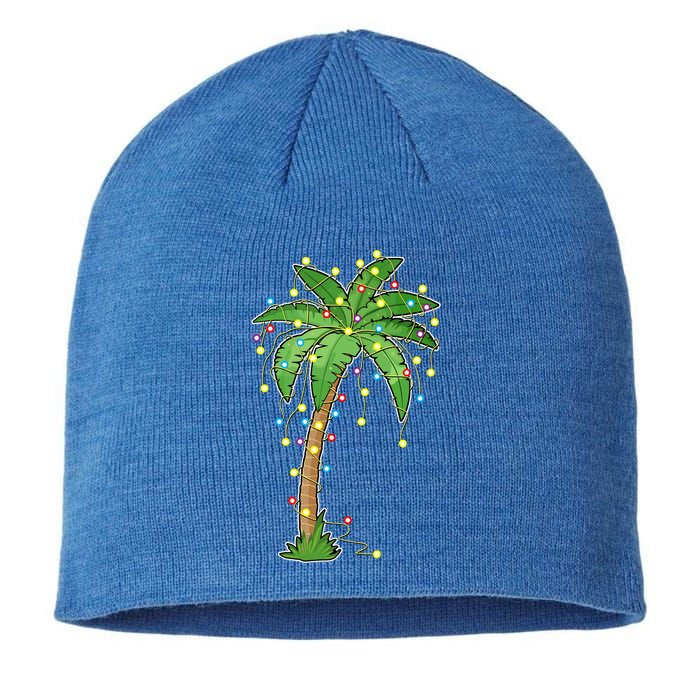 Christmas Lights Palm Tree Beach Funny Tropical Xmas Gift Cute Gift Sustainable Beanie