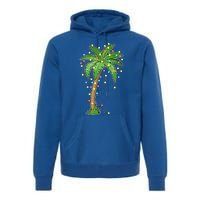 Christmas Lights Palm Tree Beach Funny Tropical Xmas Gift Cute Gift Premium Hoodie