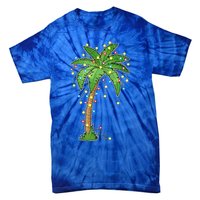 Christmas Lights Palm Tree Beach Funny Tropical Xmas Gift Cute Gift Tie-Dye T-Shirt