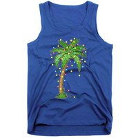 Christmas Lights Palm Tree Beach Funny Tropical Xmas Gift Cute Gift Tank Top