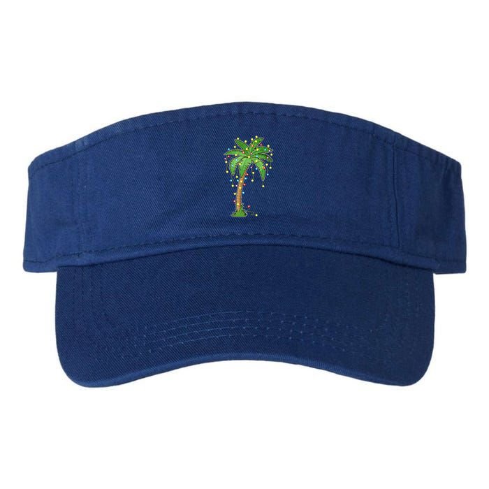 Christmas Lights Palm Tree Beach Funny Tropical Xmas Gift Cute Gift Valucap Bio-Washed Visor